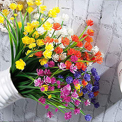 Grunyia 10 Bundles Artificial Daffodil Outdoors Flowers (Orange) - color: Orange-daffodil