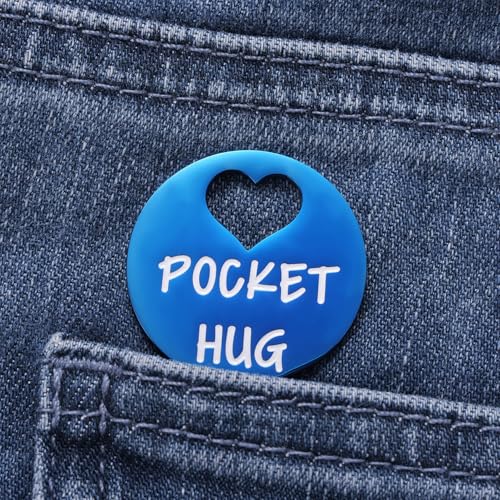 Ralukiia Pocket Hug from Heaven, Metal Engraved Token, Memorial Gift for Loss of Mom Dad Son Daughter Husband Wife Grandpa Grandma Brother Sister, Sympathy Condolence Gifts, Blue - color: blue