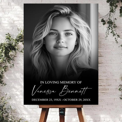 Celebrating the Life Memorial Sign Personalized - Funeral Welcome Sign, Celebration of Life Poster with Picture, Funeral Photo Display Board, In Loving Memory, Forever In Our Hearts Canvas #19 - color: Version #19