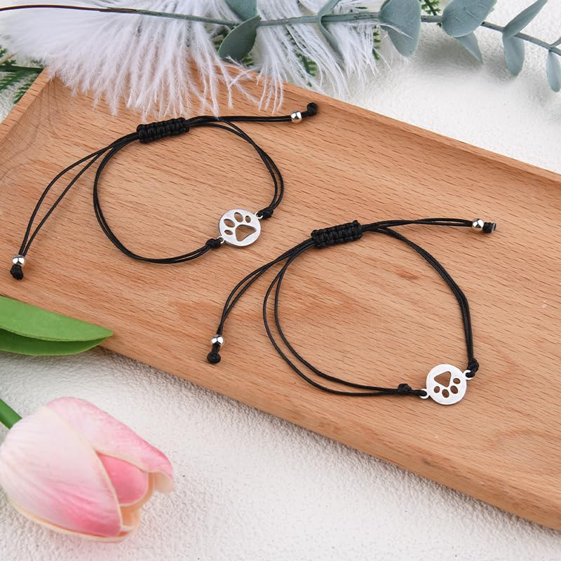 Dog Bereavement Gifts Pet Paw Bracelet for Men Women Memorial Bracelets for Loss of Cat Sympathy Gift Friendship Bracelets for 2 Friends Women Dog Remembrance Gift Cat Pet Lover Bracelet