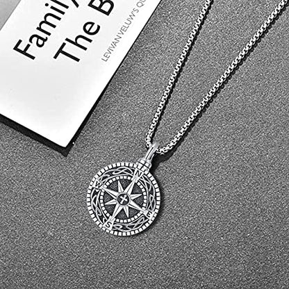 Aniu S925 Sterling Silver Urn Necklace Cremation Jewelry for Ashes - color: Compass