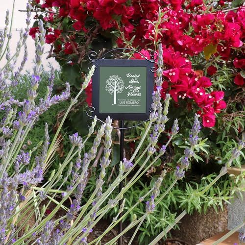 Let's Make Memories Personalized Memorial Garden Stake - Rooted in Love - Sympathy - Blue Tile - color: Rooted in Love - Blue