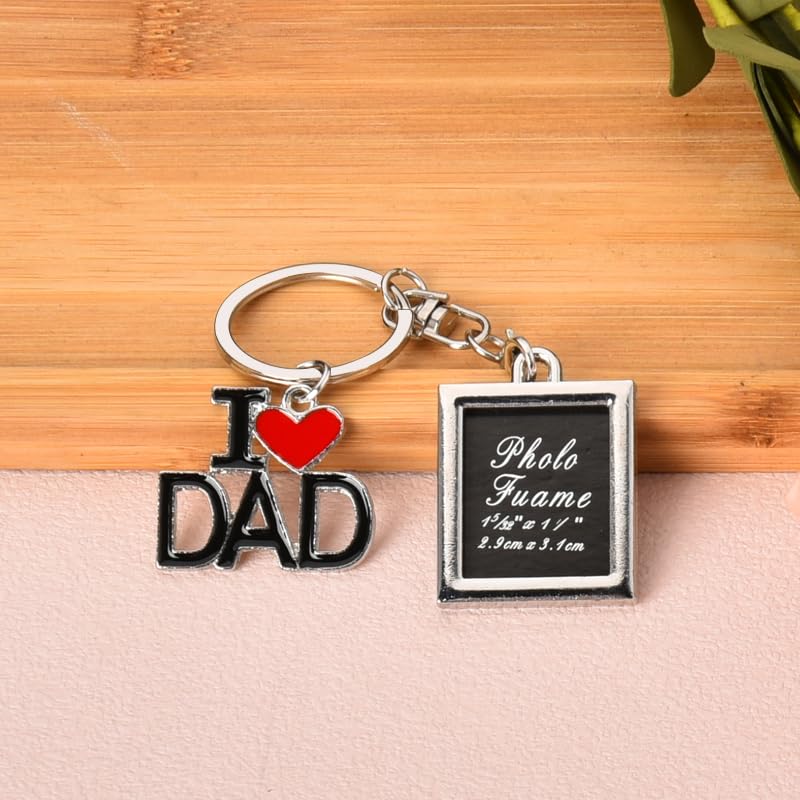 YALLNASL Dad Papa Picture Frame Fathers Day Birthday Gifts for Grandpa Memorial Gifts for Loss of Grandfather Father Keychain - color: Papa Rectangular Keychain