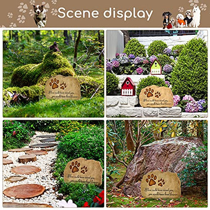 Jetec Dog Memorial Stone Dog Garden Memorial Stone Paw Prints Pet Headstone Resin Grave Marker Pet Loss Gifts Sympathy Gifts for Indoor Outdoor, 11 x 7.5 Inch