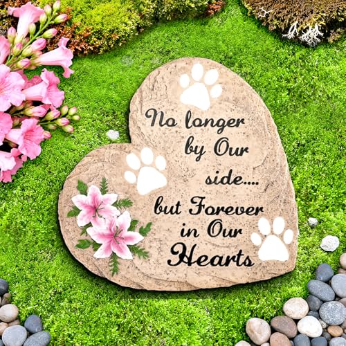 Dog Memorial Gifts for Loss of Dog Sympathy Gift, Heart Shaped Pet Memorial Gifts for Dogs, Pet Dog Memorial Stone Dog Remembrance Bereavement Passing Away Gifts for Indoor, Outdoor, Garden (10 inch)