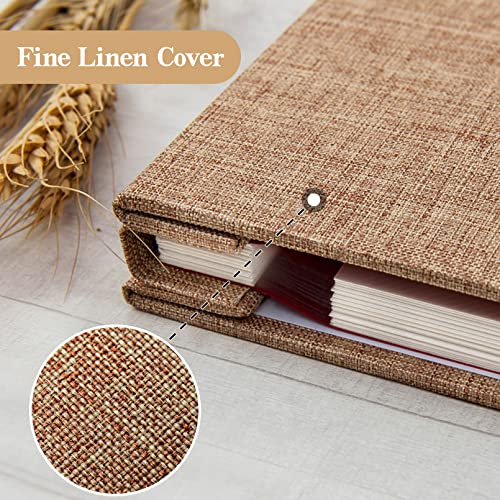 potricher Self Adhesive Photo Album 40 Pages, Linen cover, Khaki | Photo Album Self Adhesive 4x6 5x7 8x10 Pictures, Linen Cover DIY Scrapbook Albums for Family, Wedding, Baby, Anniversary - color: Khaki, size: 11x10.6 Inches 40 Pages