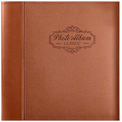 Photo Album Holds 3X5, 4X6, 5X7, 6X8, 8X10 Photos, Leather Cover, Magnetic Self-Stick Page, Hand Made DIY Albums (Brown, Large) (Pack of 2) - color: Brown, size: Large (Pack of 2)
