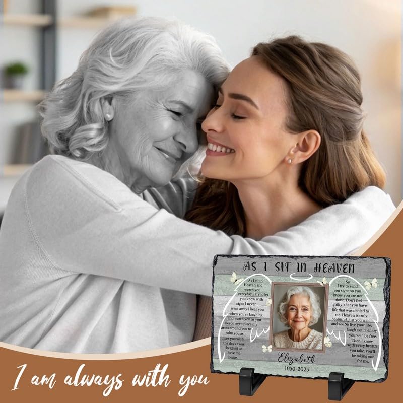 Personalized Memorial Picture Frame, Gifts for Loss of Loved One | Custom Photo & Name Sympathy Stone Frame, Customized Bereavement Condolence Gifts for Loss of Dad Mom Husband Wife Son - color: Style 1