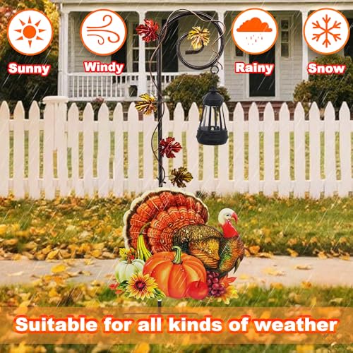 Turkey Solar Lantern Garden Stake Metal Outdoor Thanksgiving Yard Light - color: Turkey