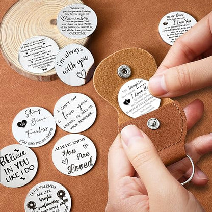 OUMILAN Pocket Hug Token Inspirational Keychain for Men Women | Double Sided Engraved Message Keychain ,Great Little Gifts - color: Gift for Daughter