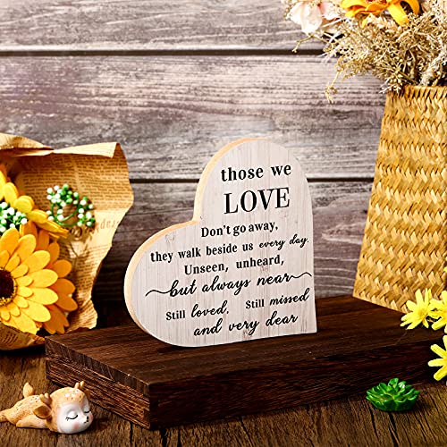 Blulu Sympathy Gift Memorial Wooden Heart for Loss of Loved One Bereavement Remembrance Gift Ideas Heart Memorial Sign Celebration of Life Sympathy Plaque Decor for Grief Father Mother Brother Son