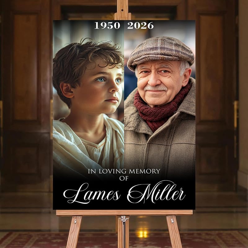Celebrating the Life Memorial Sign Personalized - Funeral Welcome Sign, Celebration of Life Poster with Picture, Funeral Photo Display Board, In Loving Memory, Forever In Our Hearts Canvas #12 - color: Version #12