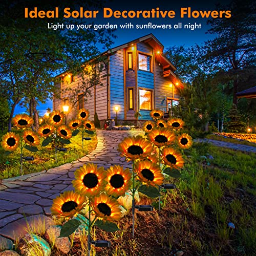 Solar Sunflower Lights Flowers Outdoor Waterproof for Yard Garden Cemetery