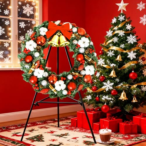 2 Pcs Christmas Metal Wreath Stand Holder,Wreath Holder for Grave - color: 2PCS Black, size: 30 Inch