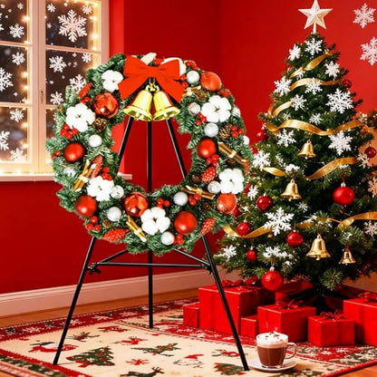 2 Pcs Christmas Metal Wreath Stand Holder,Wreath Holder for Grave - color: 2PCS Black, size: 30 Inch