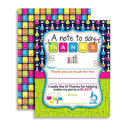 Amanda Creation Science Thank You Cards, 10 Pack 4x5.5 Science Thank You Notes with Envelopes, Kids Lab Experiment Birthday Design - style: Science Party