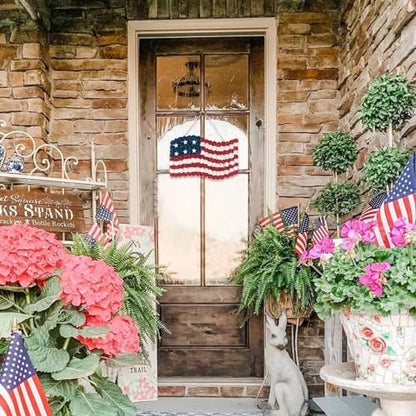 4th of July Wreath Patriotic Independence Day Wreath for Front Door, 17 * 11Inch Window Wall Patio Decoration Memorial Day Americana with Red White and Blue American Flag - size: 17*11Inch