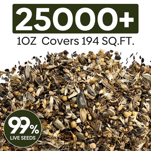 Groundio 25,000+ Wildflower Seeds Mix 1 Oz, 24 Varieties Perennial & Annual Seeds for Hummingbirds and Butterflies, High Germination Flower Seeds Throw and Grow to Plant Outside, No Filler