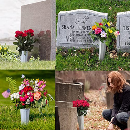 Cemetery Vases for Grave Flower Holder for Cemetery Vases with Spikes Cemetary Vase Grave Flower Holder Plastic Vase for Cemetery Flowers 12 Pack - color: Gray