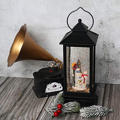 Snowmen Christmas Musical Snow Globe Lantern with 6 Hour Timer | Battery Operated USB Powered, USB Included, Swirling water Glitters, Singing Snow Globe Lamp, Christmas Holiday Decor Gift - color: A-snowman