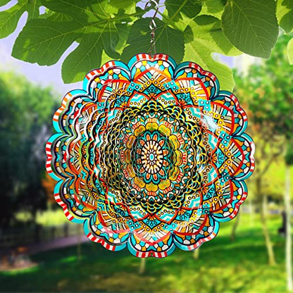 Metal Wind Spinner, Lucky Star Mandala Wind Spinners - color: Mandala Lucky Star