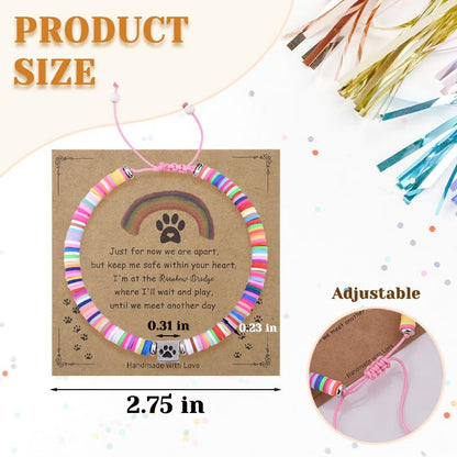 Xiyantiji Memorial Bracelet Gifts for Pet Loss Sympathy Gifts for Loss of Dog Cat Pet Owner Friends Rainbow Bridge Paw Print Bracelet