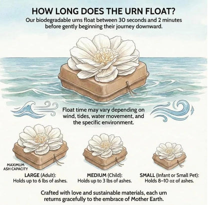 Biodegradable Water Burial Urn Kit with Pink Flower – Cruise Approved Ocean Ashes Scattering Ceremony with Certificate (3 Sizes) (Medium) - size: Medium