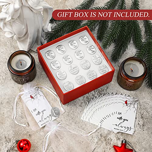Fumete 72 Pieces Memorial Angel Sign Coins Set Pocket Token Guardian Pocket Angel Coins Red Cardinal Poem Cards Prayer Cards White Organza Bags Gift Charms Presents for Family