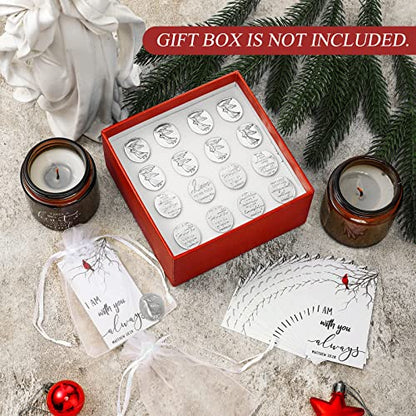 Fumete 72 Pieces Memorial Angel Sign Coins Set Pocket Token Guardian Pocket Angel Coins Red Cardinal Poem Cards Prayer Cards White Organza Bags Gift Charms Presents for Family