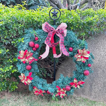 Black Metal Wreath Stake, 35.8" Decoration Stand in Ground Cemetery, Standing Wreath Hanger for Cemetery Grave Graveside Memorial Garden