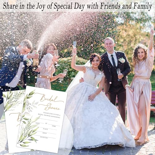 Bridal Shower Invitations, 25 Eucalyptus Invites with Envelopes for Bridal Shower Reception Engagement Party, Greenery Wedding Party Cards - A01 - style: Greenery 1