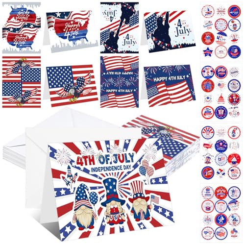 60Set 4th of July Patriotic Greeting Cards 250th Anniversary American Flag