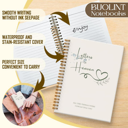 Letters to Heaven Notebook Journal 5.5x8.3, Grief Journal for Women, Memorial Sympathy Gifts for Loss of Loved One, Remembrance Bereavement Gifts Spiral Hardcover Notebook(White) - color: White