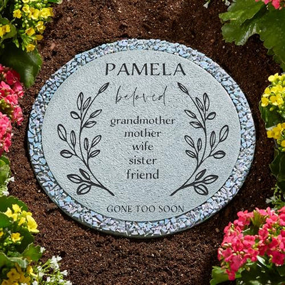Let's Make Memories Personalized Memorial Garden Stone - Sympathy - Loss of Loved One - Grave Marker - Condolences - Indoor/Outdoor - Durable Resin - Celebration of Life - Loved by All - style: Loved by All