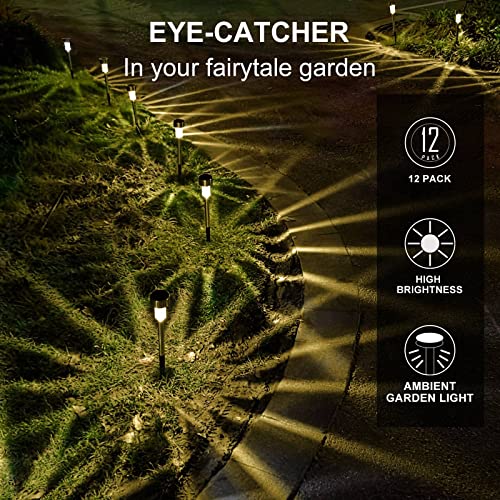 Solar Lights Outdoor Waterproof, Solar Garden Lights, Warm White, 12Pack - color: Warm White, size: 12 Pack