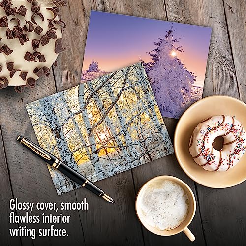 The Best Card Company - 20 Landscape Nature Note Cards Blank (4 x 5.12 Inch) (10 Designs, 2 Each) - Winter Sunrise AM6655OCB-B2x10 - style: Winter Sunrise