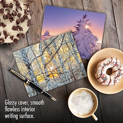 The Best Card Company - 20 Landscape Nature Note Cards Blank (4 x 5.12 Inch) (10 Designs, 2 Each) - Winter Sunrise AM6655OCB-B2x10 - style: Winter Sunrise