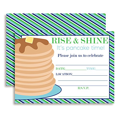 Amanda Creation Rise and Shine Boy Pancake Birthday Party Fill In Invitations set of 20 including envelopes - color: Rise and Shine Boy Pancake