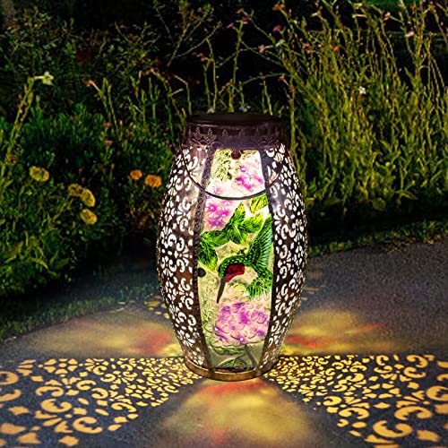Solar Lanterns Outdoor Waterproof, Hummingbird Gifts for Women Garden Decor - color: Hummingbird-A