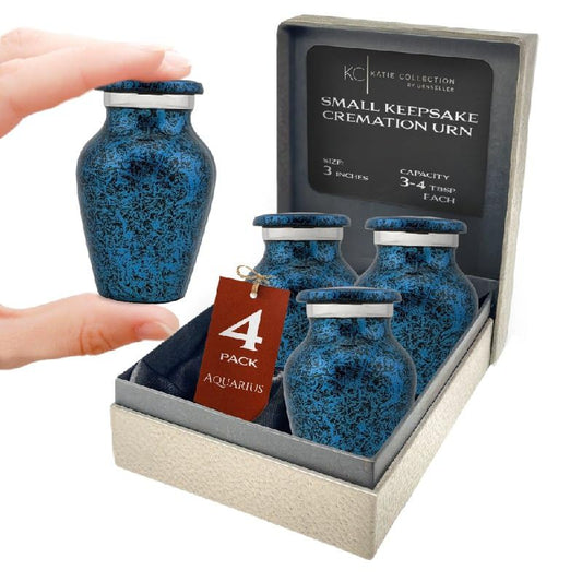 4 Pack Small Cremation Urn for Human Ashes Keepsake | Miniature Little Memorial for Ashes | Personal Cremation Keepsake | Mini Ash Holder | Elegant Tribute for Loved Ones | TSA Travel Compliant Blue - color: 4 Dark Blue