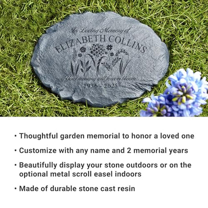 Let's Make Memories Personalized in Memory Sympathy Garden Stone - Memorial Marker – Condolences - style: In Loving Memory