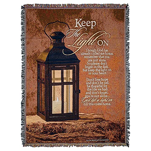 Dicksons Keep the Light on Lantern on Red 52 x 68 All Cotton Tapestry Throw Blanket