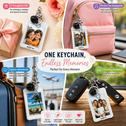 Mini Film Photo Keychain Picture Holder with Bell | Photo Frame Key Chain for Instax Mini Fujifilm Polaroid - color: Blue, size: Set of 2
