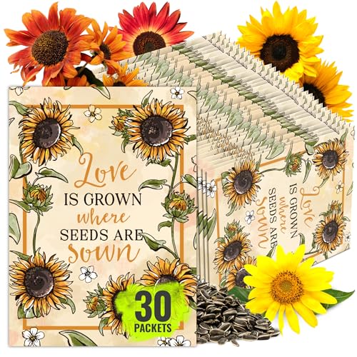 Seed Needs Sunflower Seed Packet Gift Favors for Weddings & Bridal Showers - size: 30 Packs, style: FAV-001