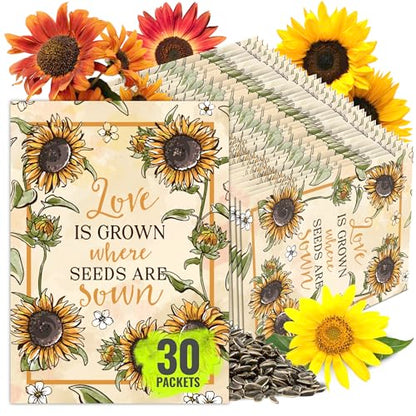 Seed Needs Sunflower Seed Packet Gift Favors for Weddings & Bridal Showers - size: 30 Packs, style: FAV-001