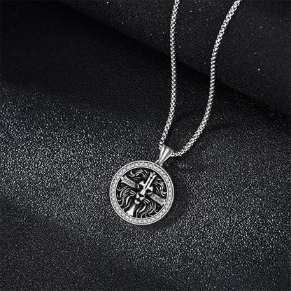 925 Sterling Silver Patron Saint Necklace Amulet Miraculous Medal Pendant Jewelry for Men Women with Friendship Talisman Travel Inspirational Gifts - color: black-G