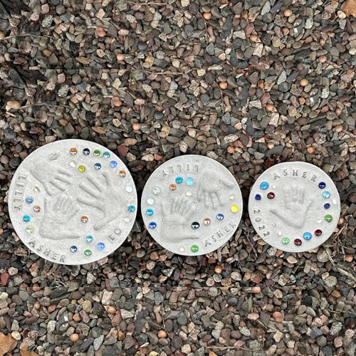 Large DIY Stepping Stone Kit, Handprint Stepping Stone, Mother's Day Gift, Footprint Stepping Stone (10 Inch) - size: 10 Inch No Stamp