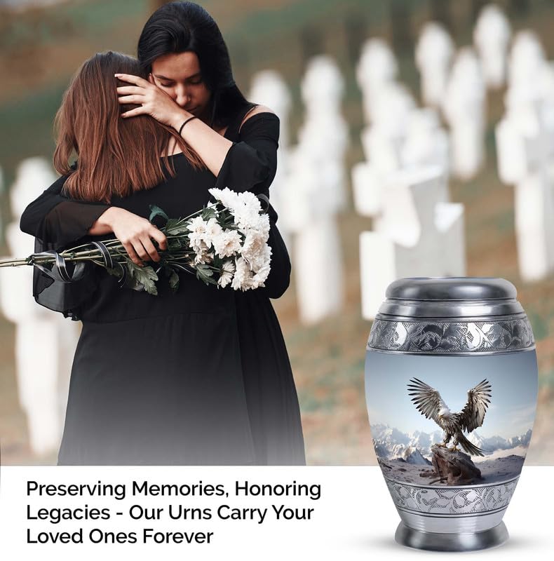 Eagle with Snow Mountains - Small Metal Cremation Container - Miniature Urns for Ashes - 3 Inch - Pack of 4 - Memorial Keepsake Urns - size: Pack Of 4