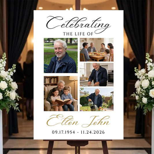 Custom Funeral Welcome Sign with Photo, Celebration of Life Memorial Board, Personalized Outdoor Yard Decoration, Garden Tribute Display, In Loving Memory Keepsake for Family and Loved Ones #12 - color: Version #12