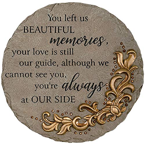 Carson Beautiful Memories Memorial Garden Stone – Decorative Bereavement Plaque with Heartfelt Sentiment, Indoor & Outdoor Resin Garden Stone, Sympathy & Remembrance Gift